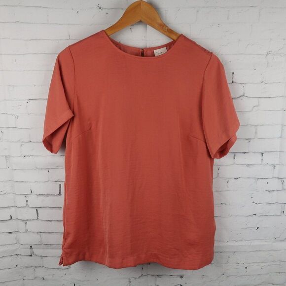 A NEW DAY BURNT ORANGE SHORT SLEEVE ROUND NECK WORK OFFICE TOP SIZE MEDIUM - Picture 1 of 7
